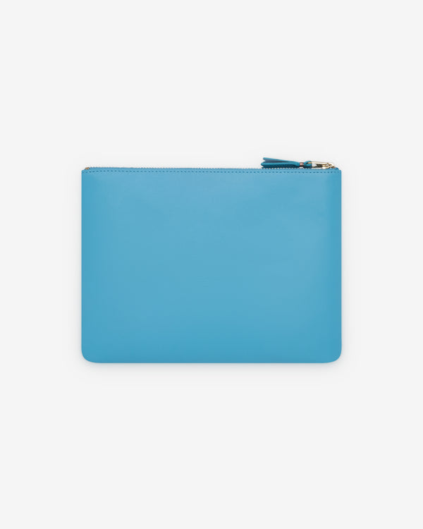 CDG Wallet - Colour Leather Line Zip Pouch - (Blue)