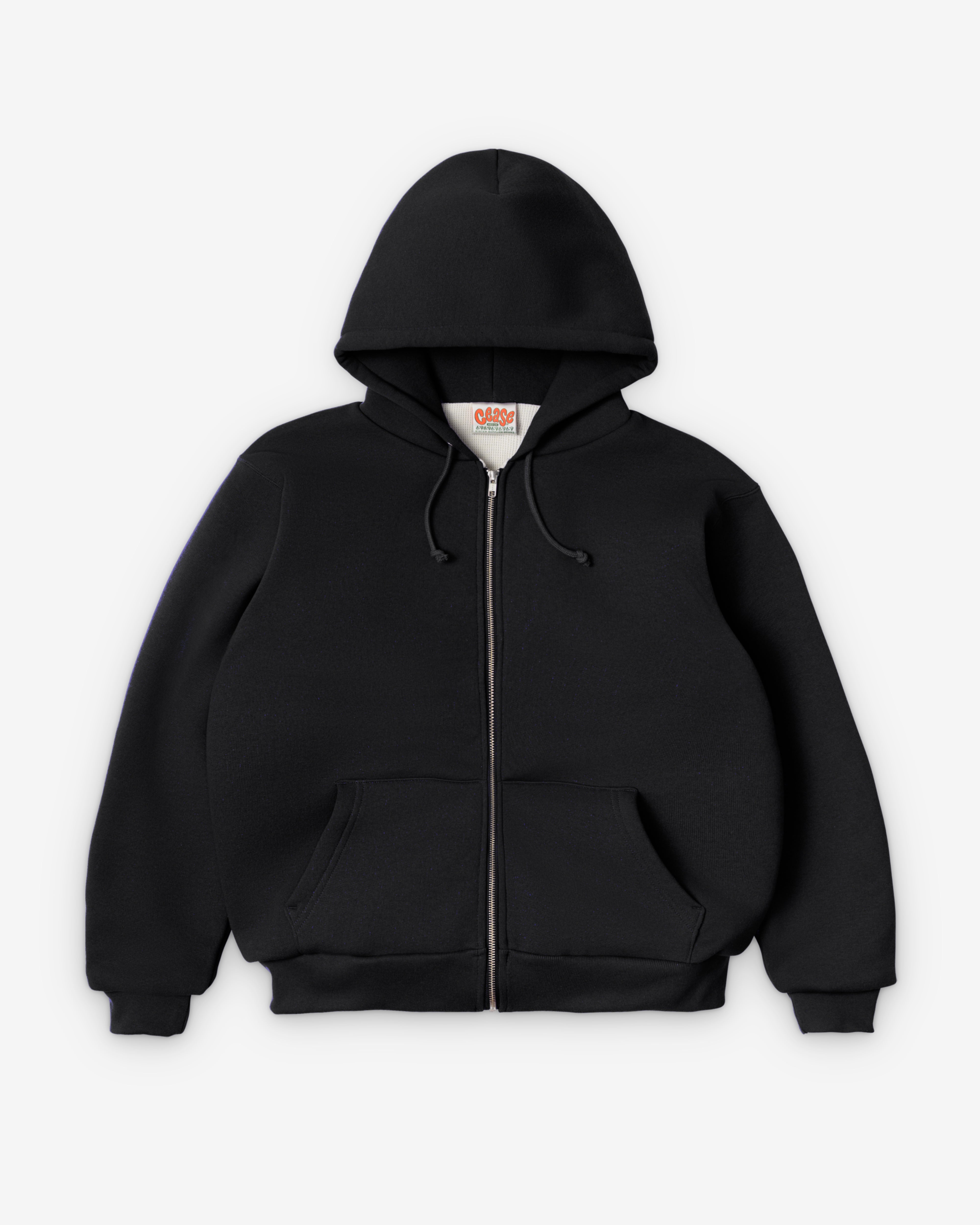 Cease: Men's Thermal Zip Hoodie (Black) | Dover Street Market London