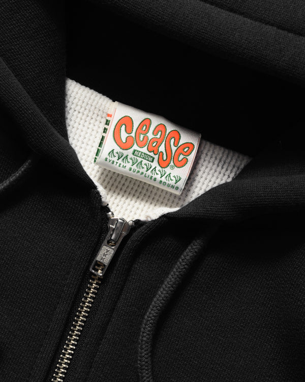 Cease - Men's Thermal Zip Hoodie - (Black)