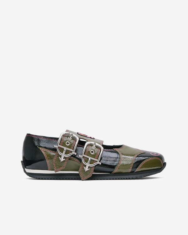 Chopova Lowena - Women's Doris Buckle Flats - (Green/Black)