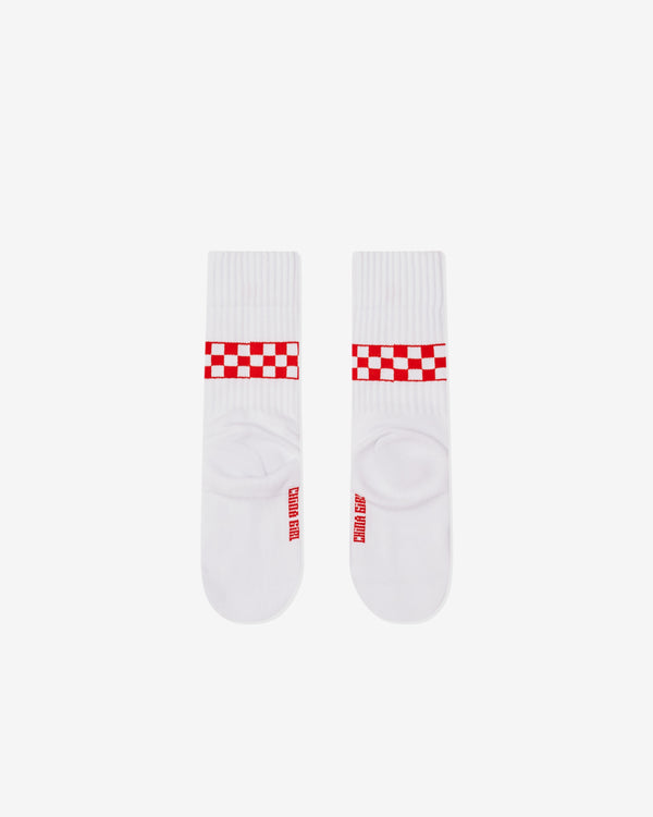 China Girl - Women's Checkerboard Socks - (White)