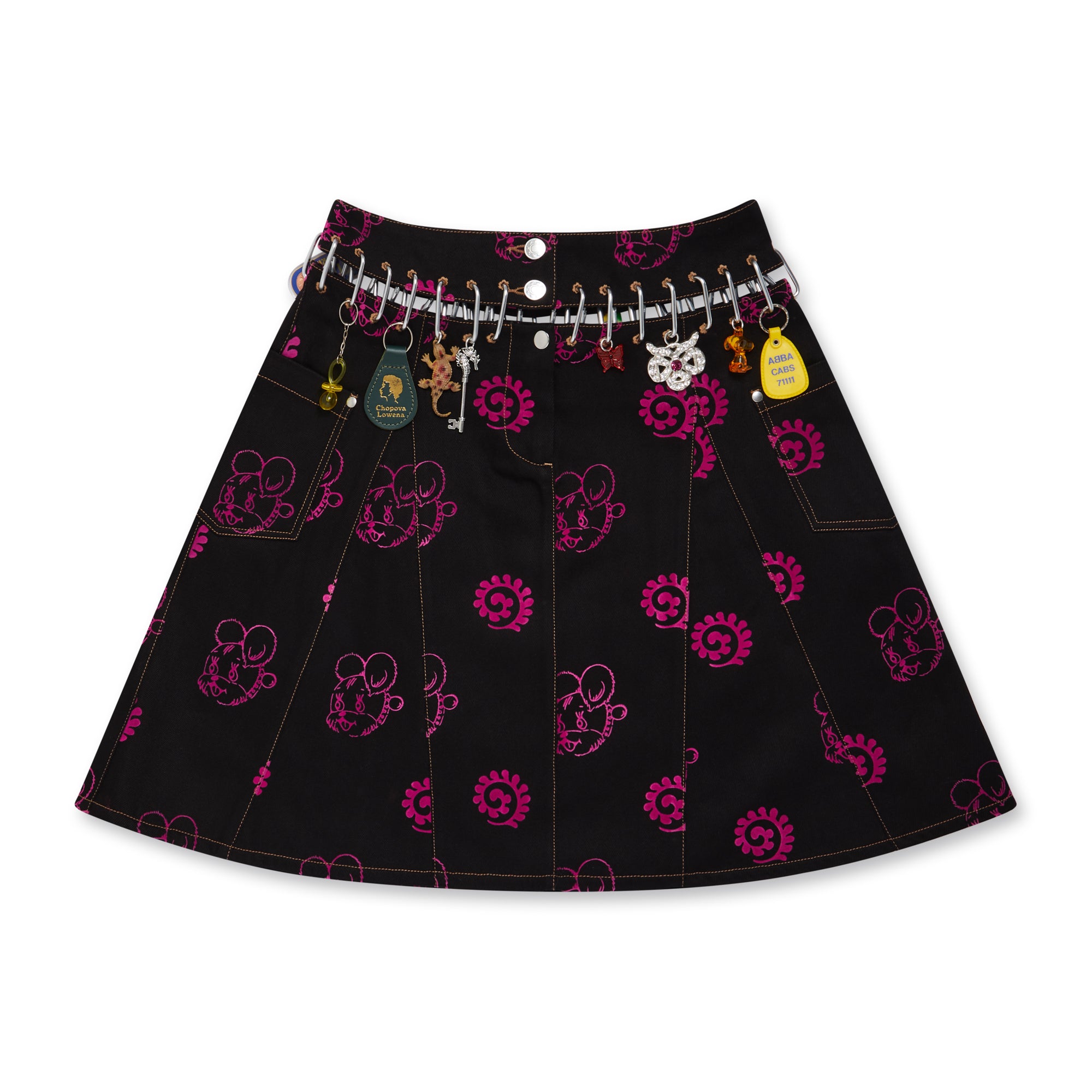 Chopova Lowena - Women’s Nosebutter Flocked Skirt - (Black/Pink) view 5