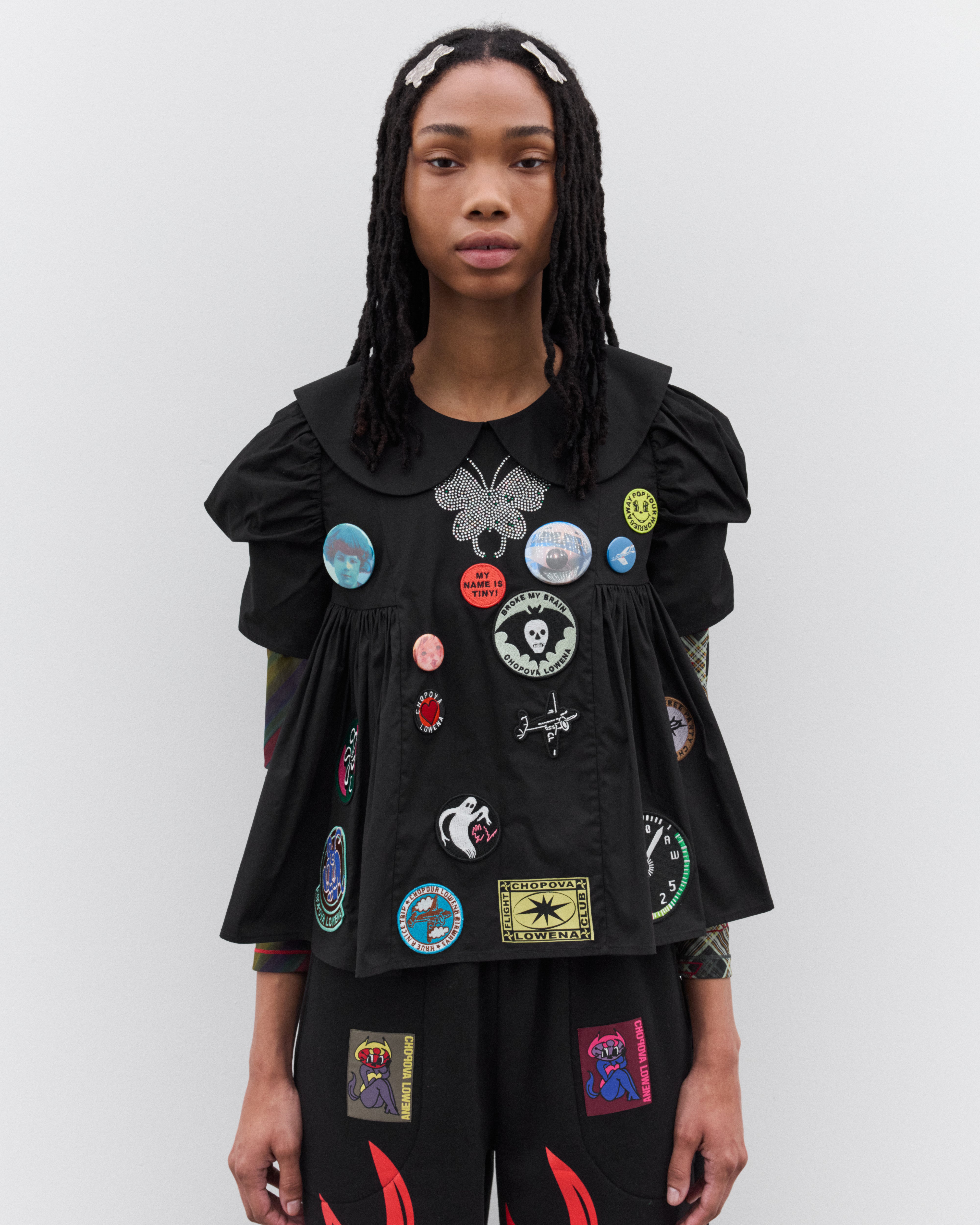 Chopova Lowena: Women's Short Sleeve Blouse (Black) | Dover Street