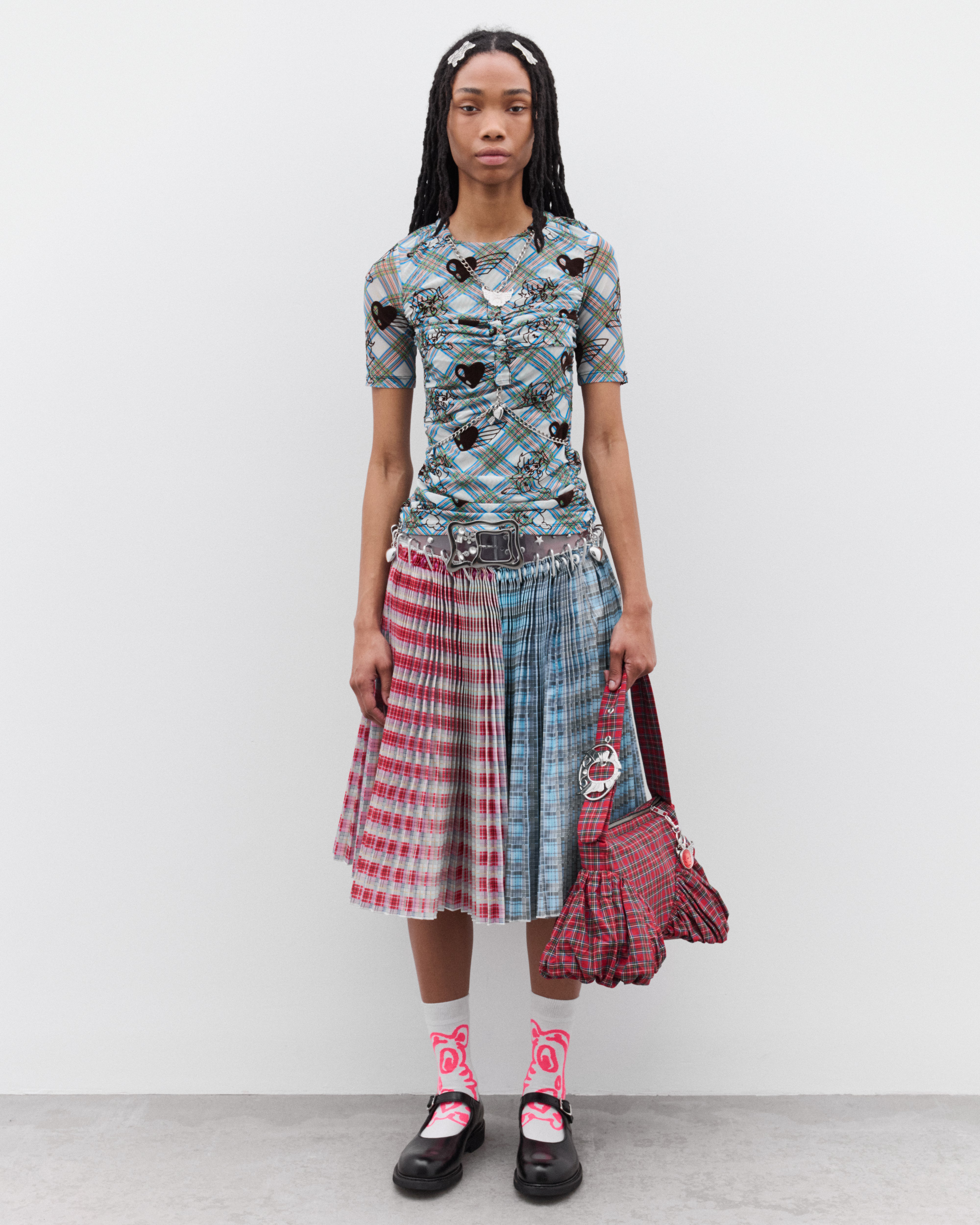 Chopova Lowena: Women's Sonicscape Mesh Top (Blue) | Dover Street