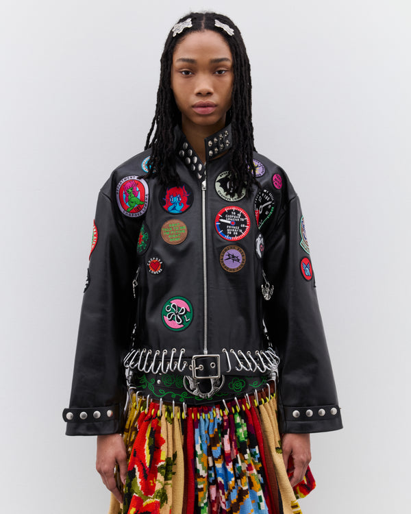 Chopova Lowena - Women’s Patch Leather Jacket - (Black)