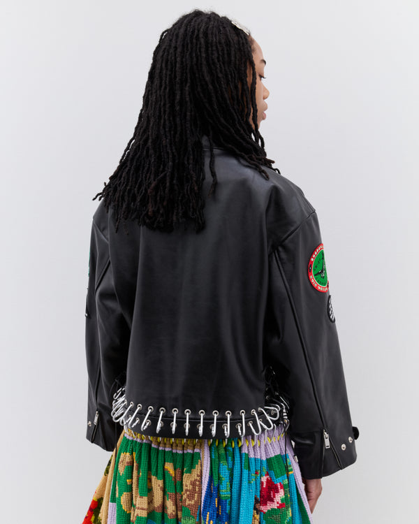 Chopova Lowena - Women’s Patch Leather Jacket - (Black)