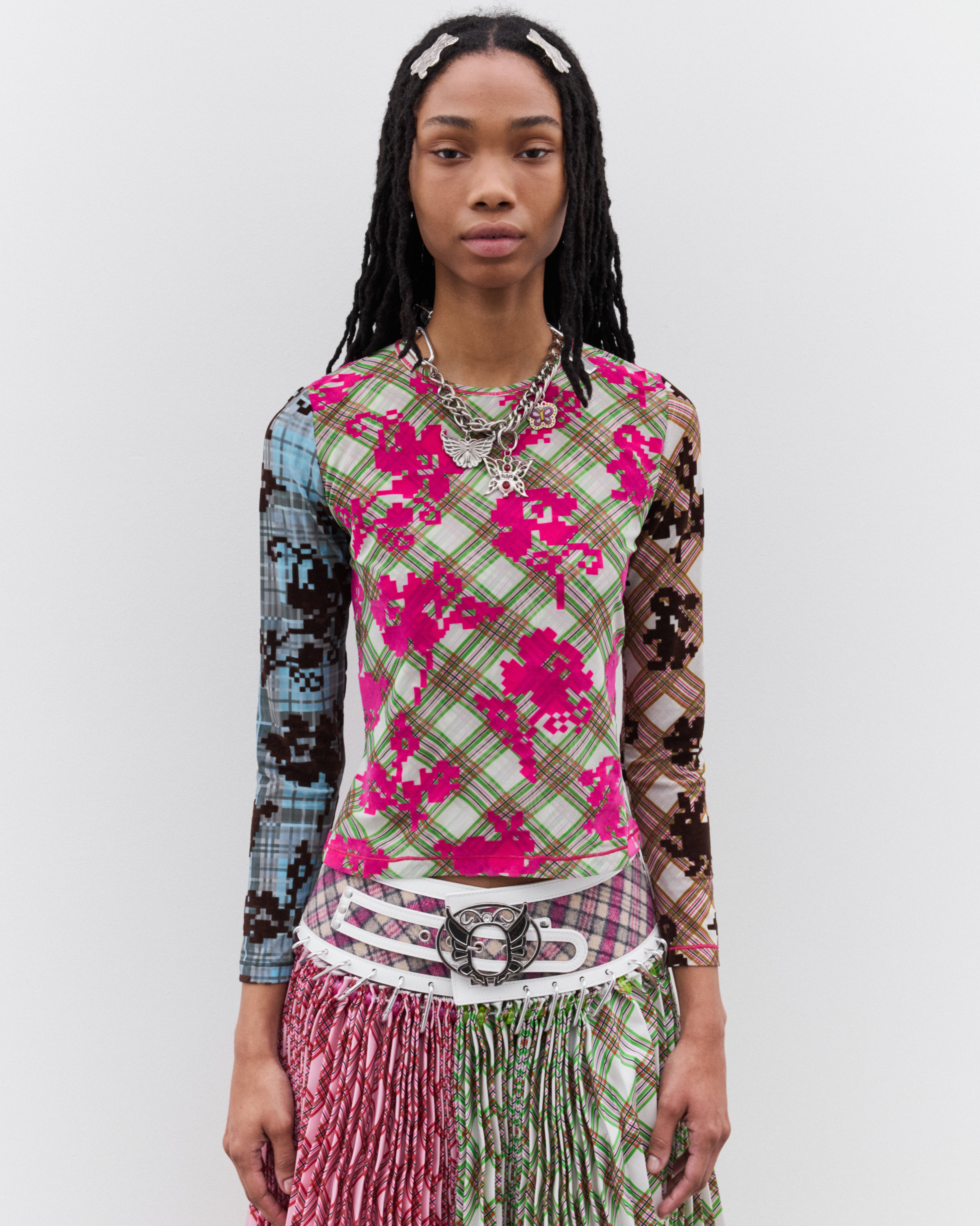 Chopova Lowena: Women's Pixel Bunny Mesh Top (Multi) | Dover