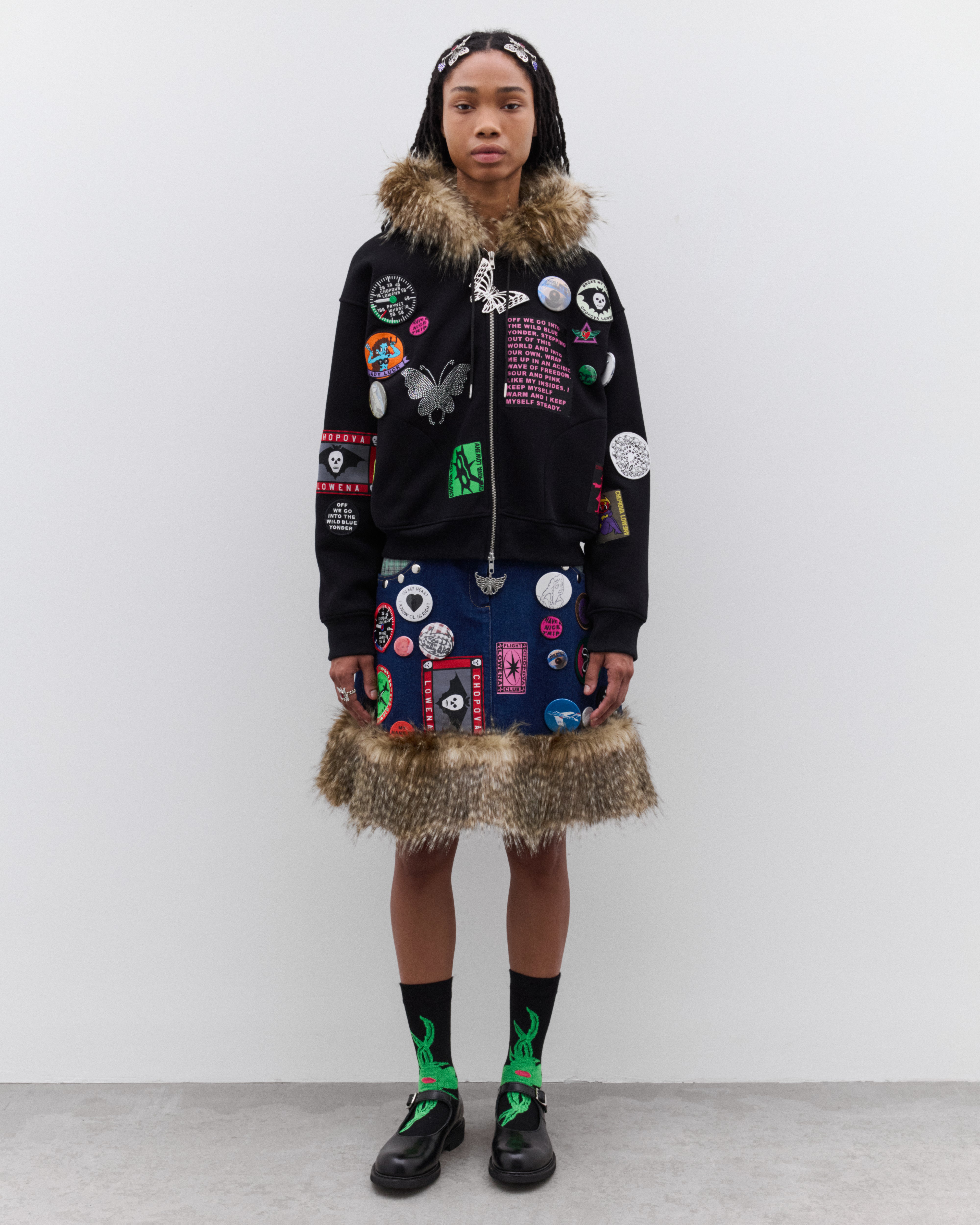 Chopova Lowena: Women's Full Zip Hoodie (Black) | DSML E-SHOP