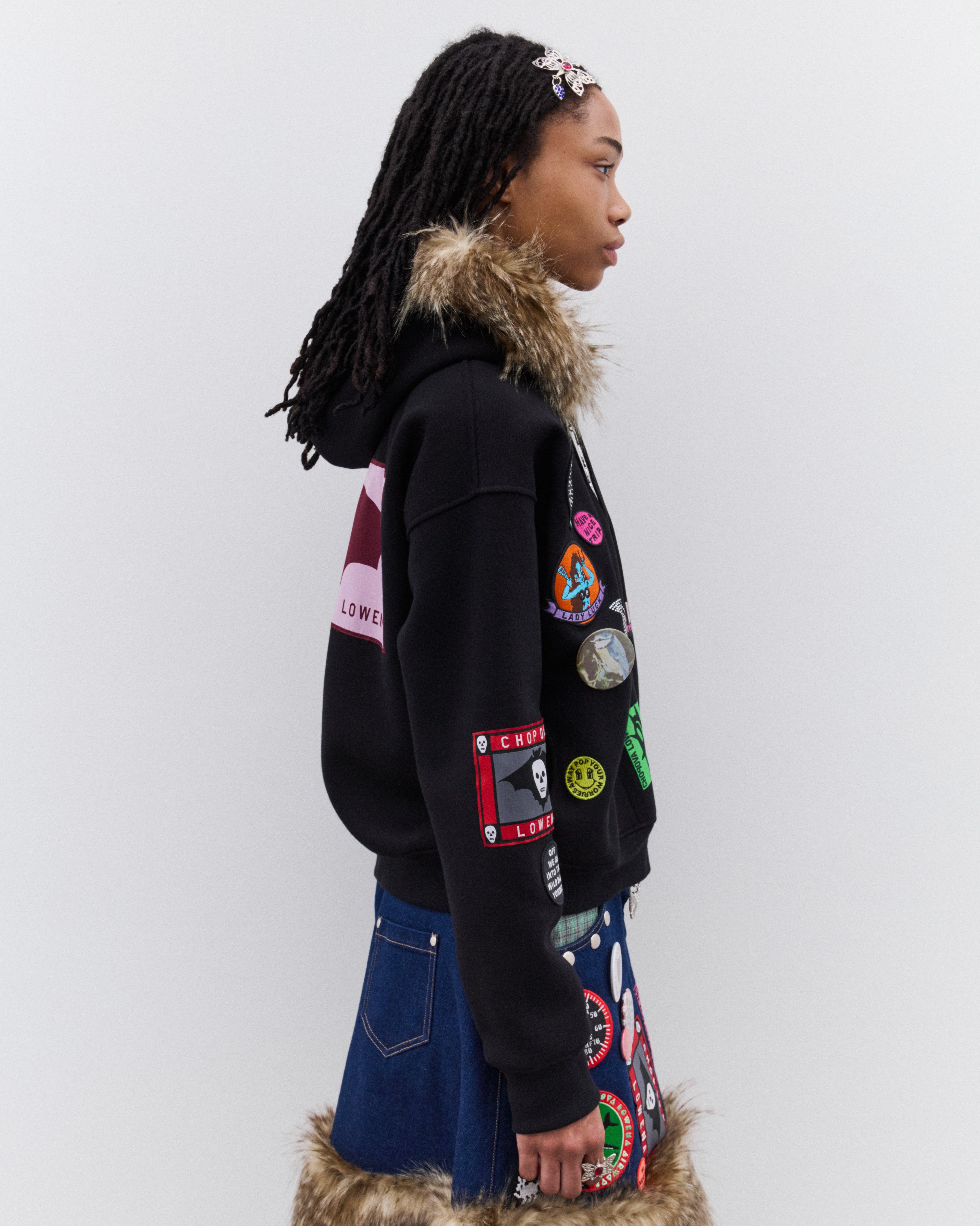 Chopova Lowena: Women's Full Zip Hoodie (Black) | DSML E-SHOP