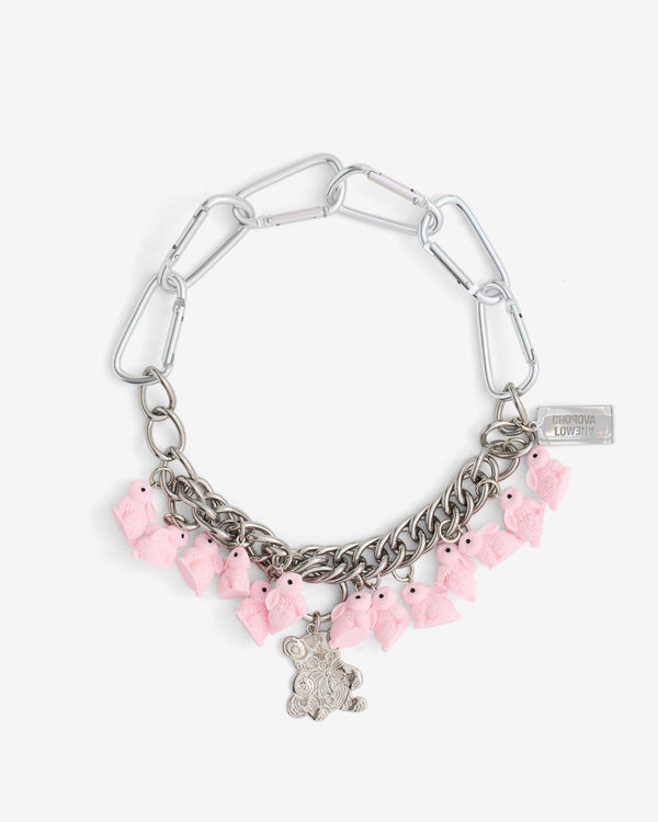 Chopova Lowena - Women’s Bun Bear Carabiner Necklace - (Pink/Silver)