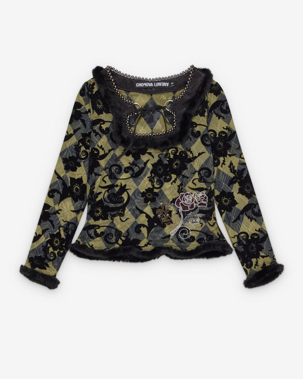 Chopova Lowena - Women's Embellished Long Sleeve Top - (Green/Black)