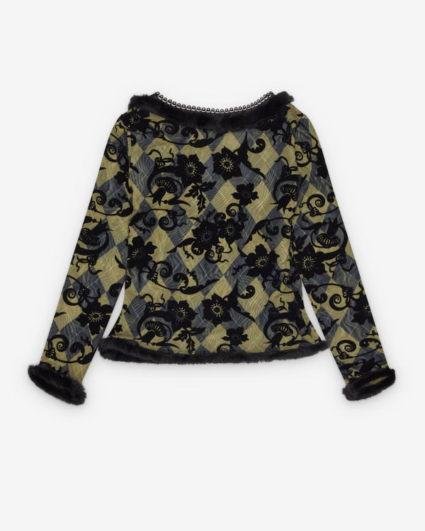 Chopova Lowena - Women's Embellished Long Sleeve Top - (Green/Black)