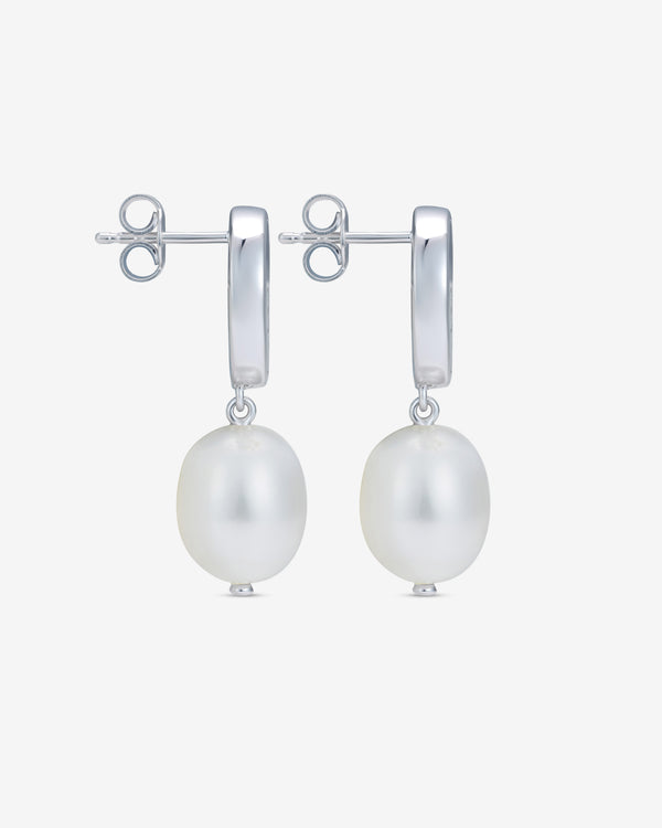 Completed Works - Pearl and Dendritic Agate Earrings - (Silver)
