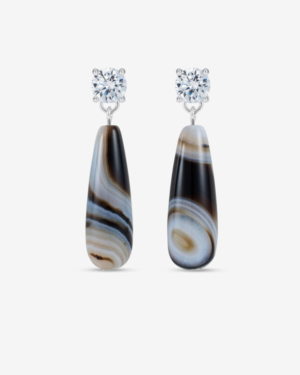 Completedworks - Banded Agate and Zirconia Recycled Silver Earrings - (Mutli)