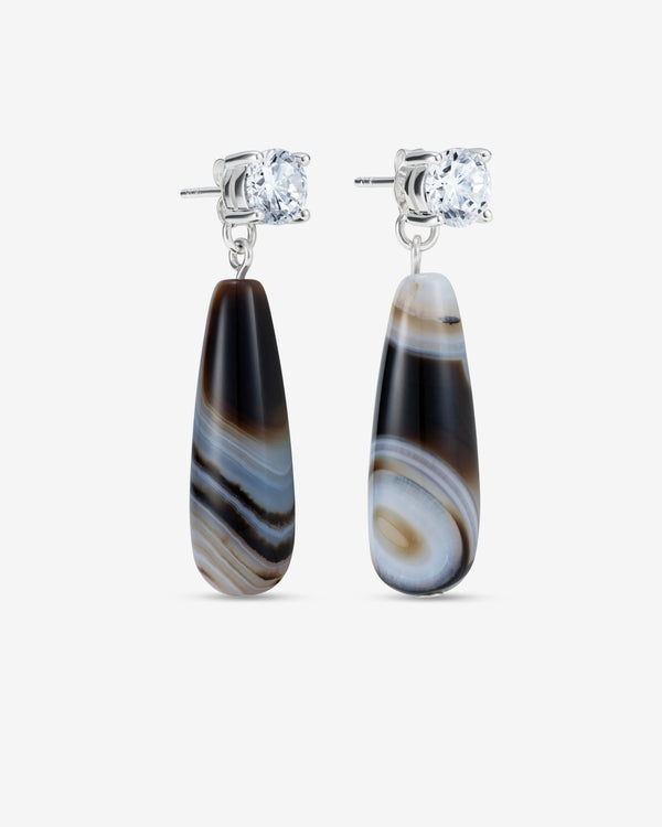 Completedworks - Banded Agate and Zirconia Recycled Silver Earrings - (Mutli)
