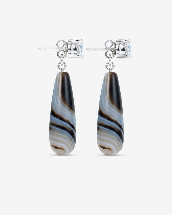 Completedworks - Banded Agate and Zirconia Recycled Silver Earrings - (Mutli)