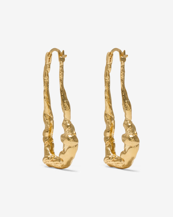 Completed Works - Splotch Long Hoops - (Yellow Gold)