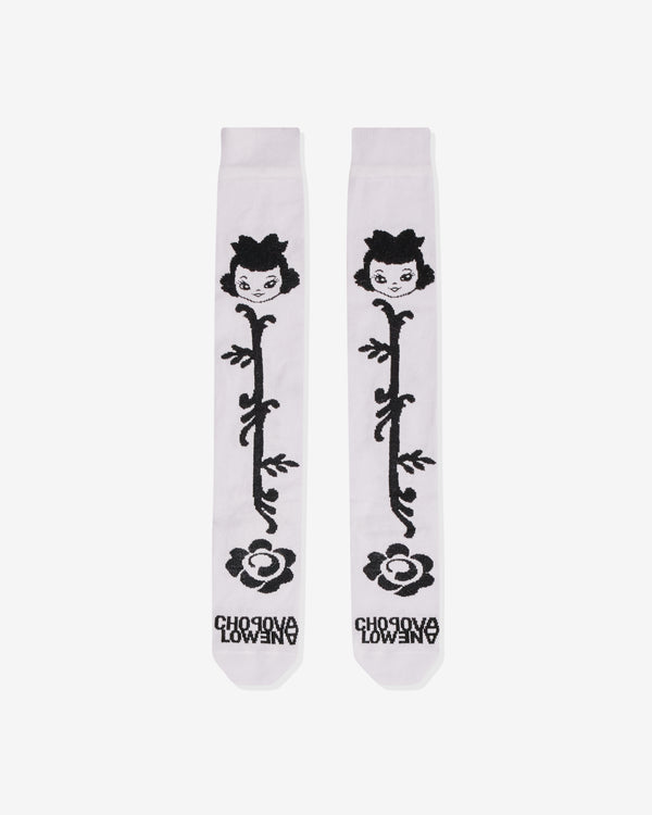 Chopova Lowena - Women's Long Bamboo Socks - (White/Black)