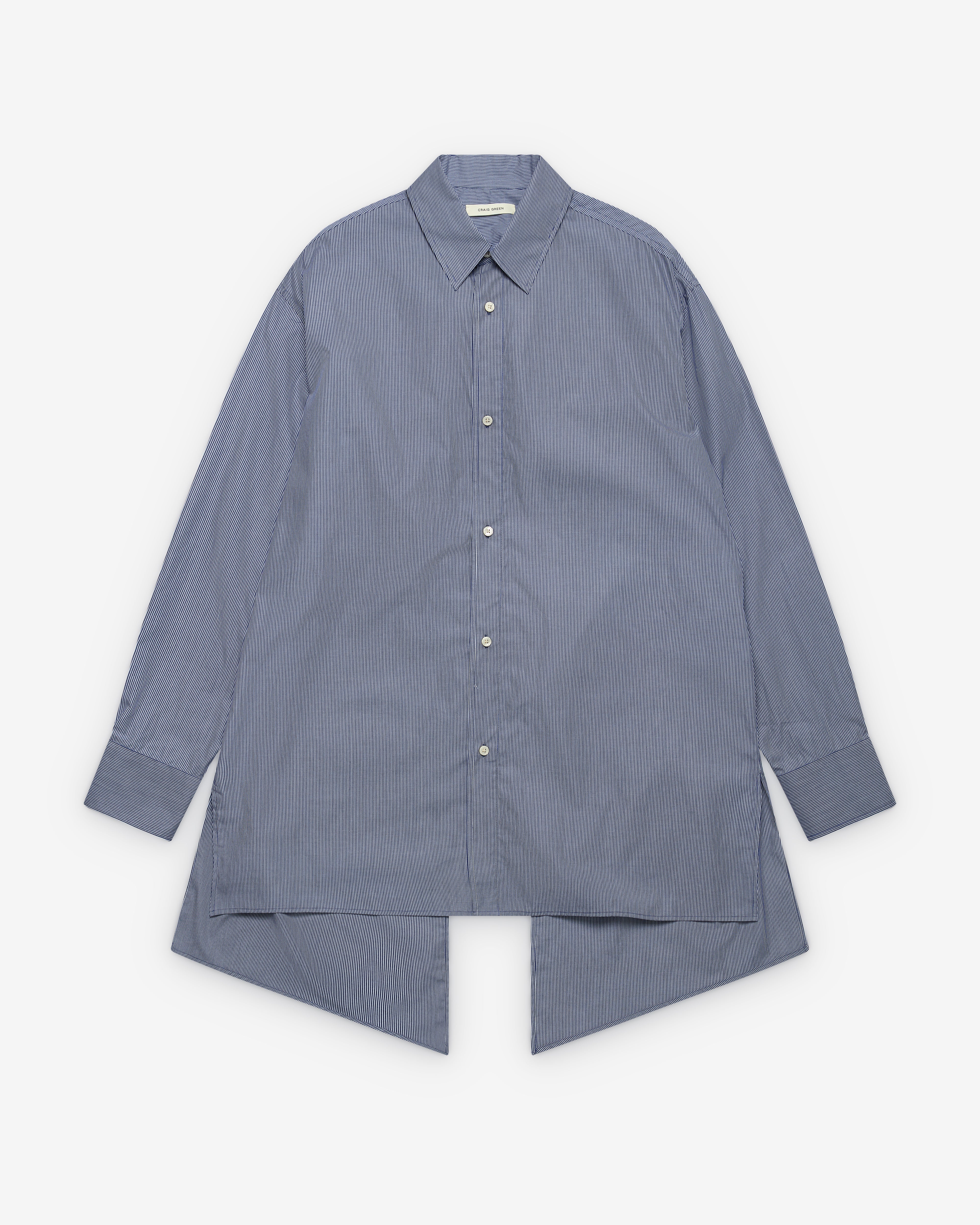 Craig Green: Men's Open-Back Shirt (Navy Stripe) | Dover Street