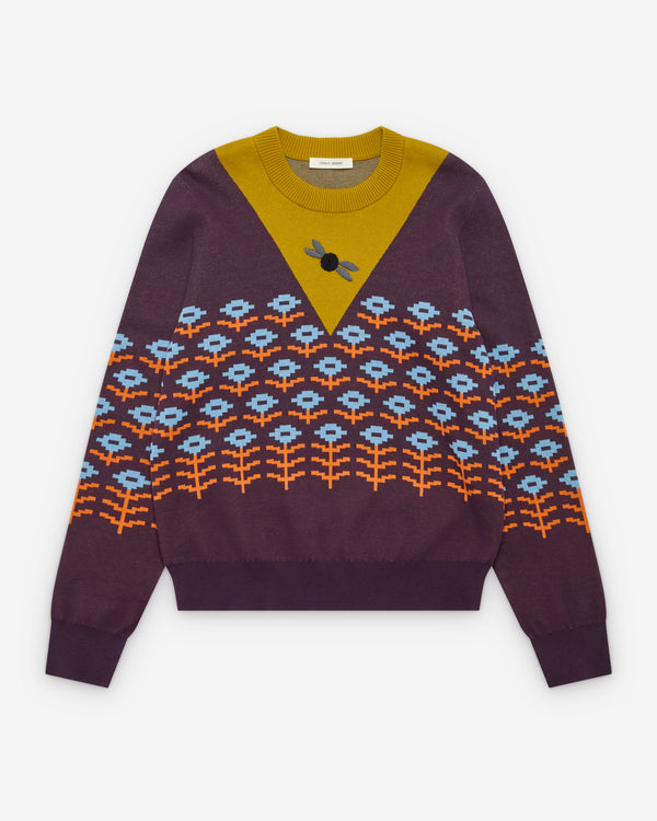 Craig Green - Men's Pixel Flower Jumper - (Mustard/Purple)