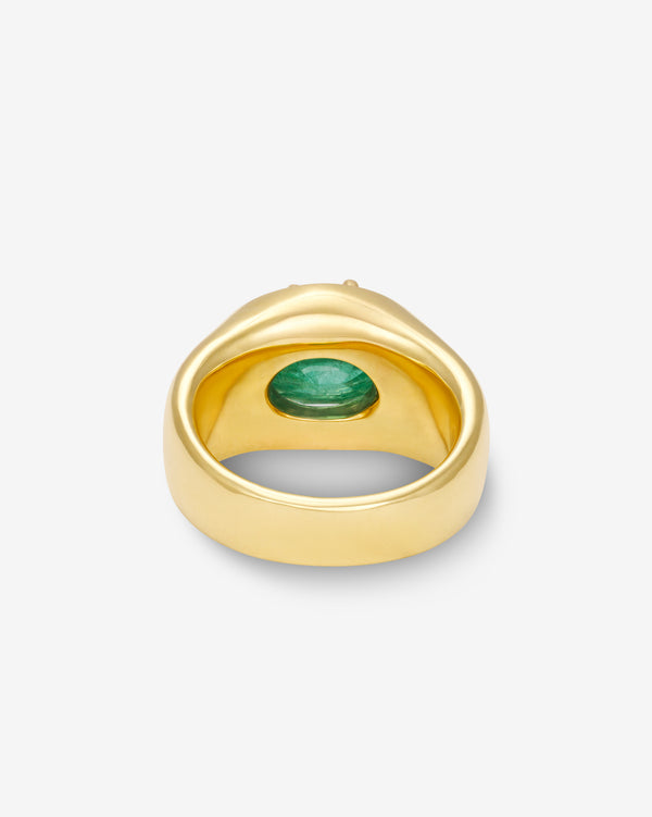 Ouie - Emerald Cage Signet Ring - (Yellow Gold)
