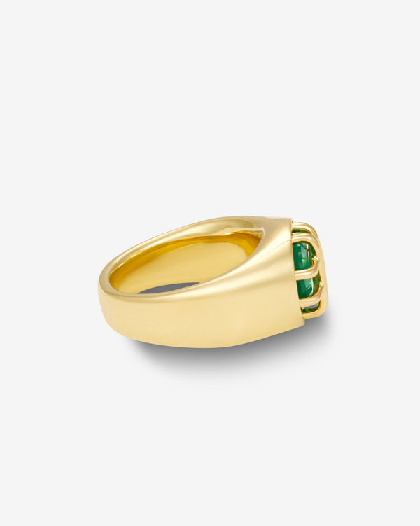 Ouie - Emerald Cage Signet Ring - (Yellow Gold)