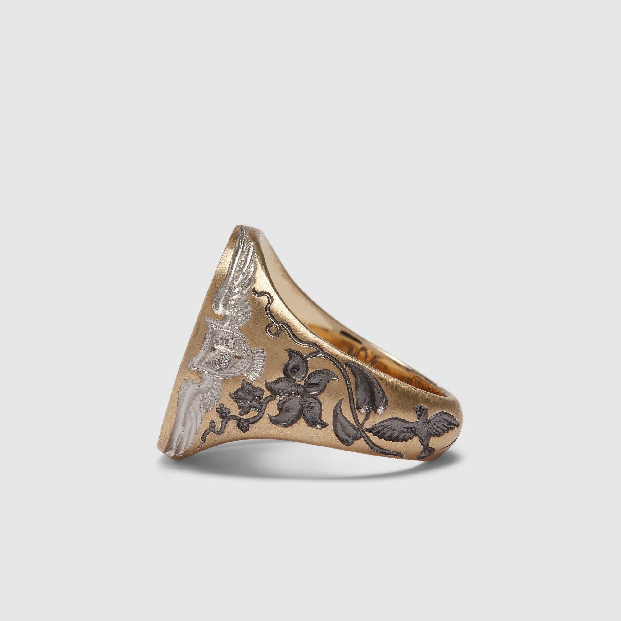Castro - Owl & Moon Ring - (Gold/Black) view 2