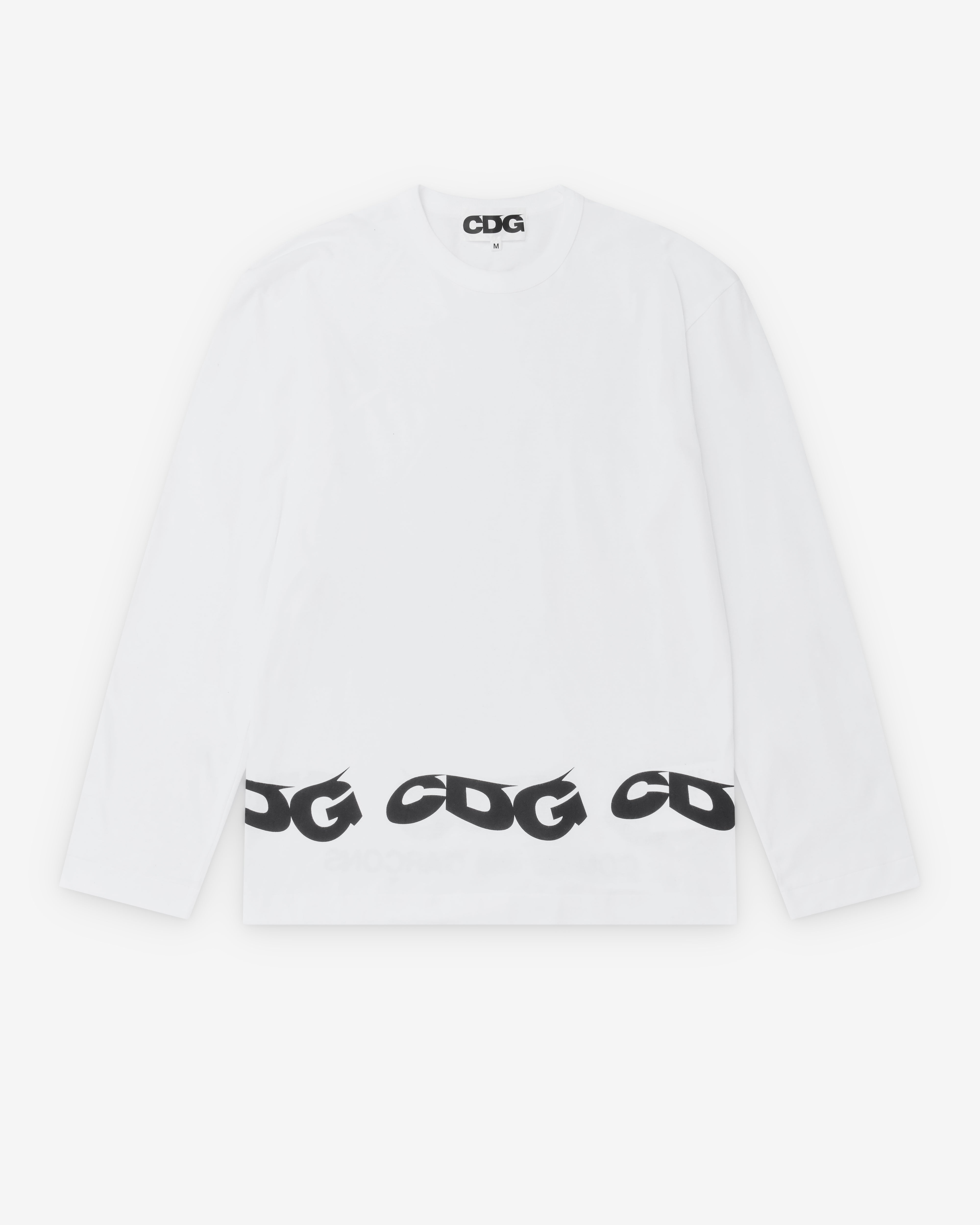 CDG: Men's Wavy Print L/S T-Shirt (White) | Dover Street Market London