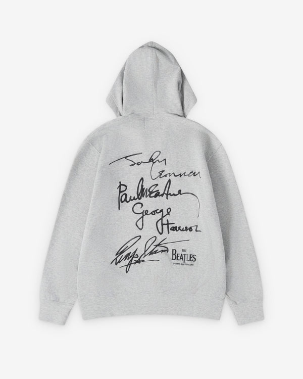 CDG Beatles - Zip-Up Hooded Sweatshirt w Signature Print - (Grey)