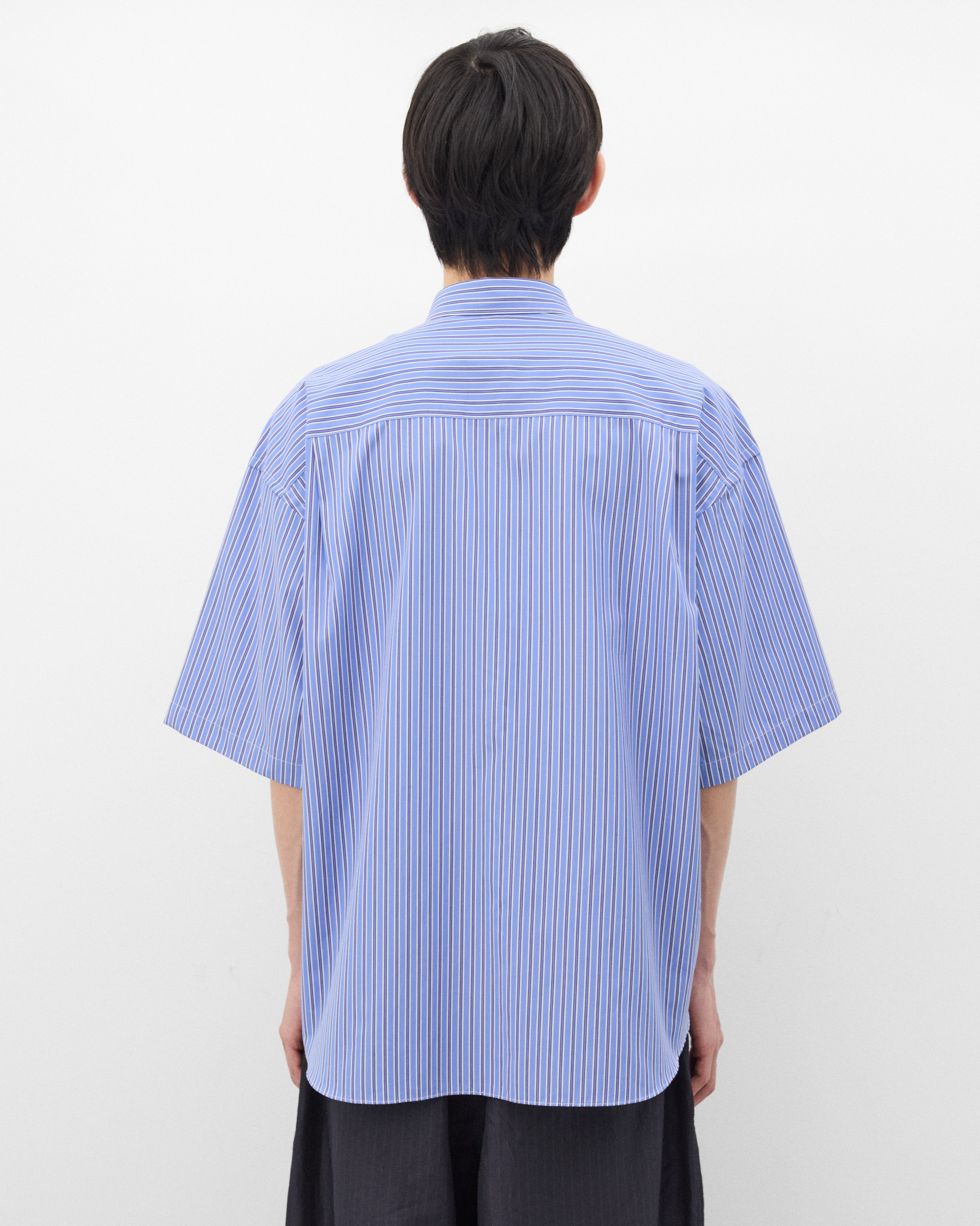 CDG Homme: Men's Striped Short Sleeve Shirt (Blue Stripe) | Dover