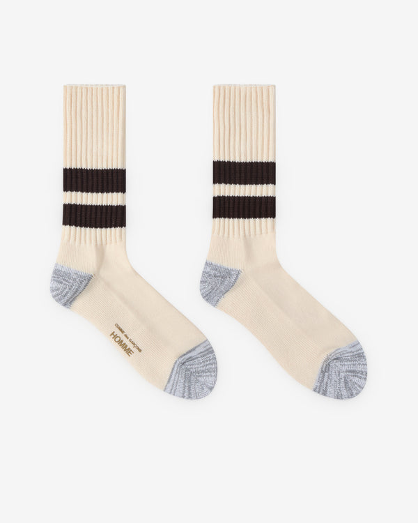 CDG Homme - Men's Ribbed Socks - (Cream/Brown)