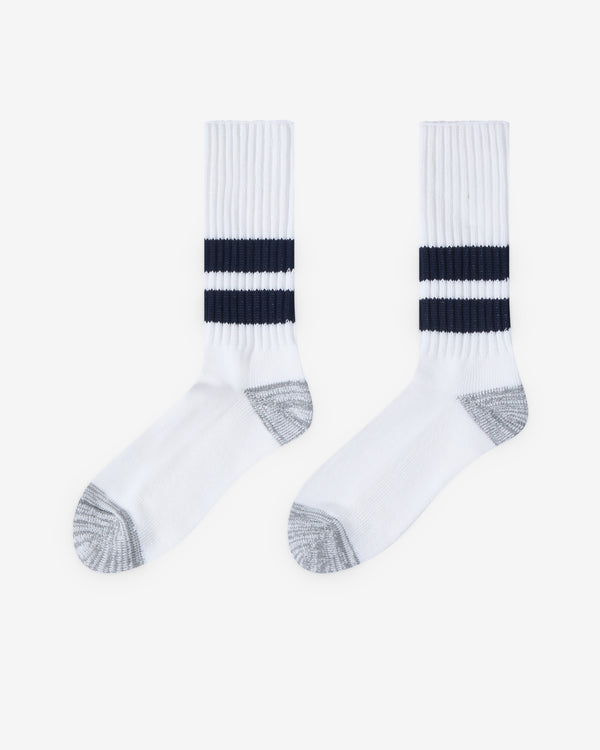 CDG Homme - Men's Ribbed Socks - (White/Navy)