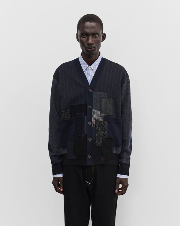 Junya Watanabe Man - Men's Jacquard Patchwork Cardigan - (Navy)
