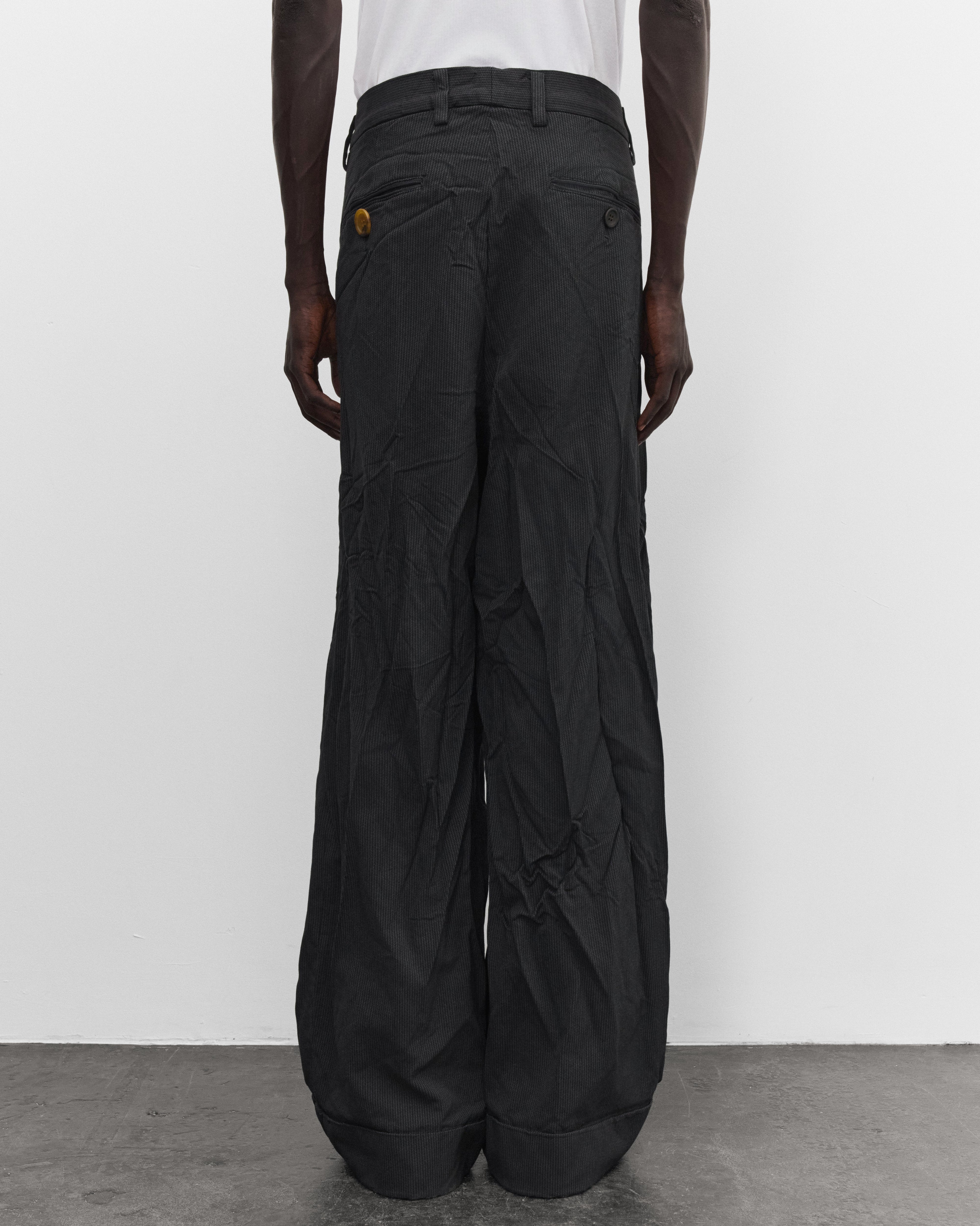 Junya Watanabe Man: Men's Herringbone Wide Fit Trousers (Black