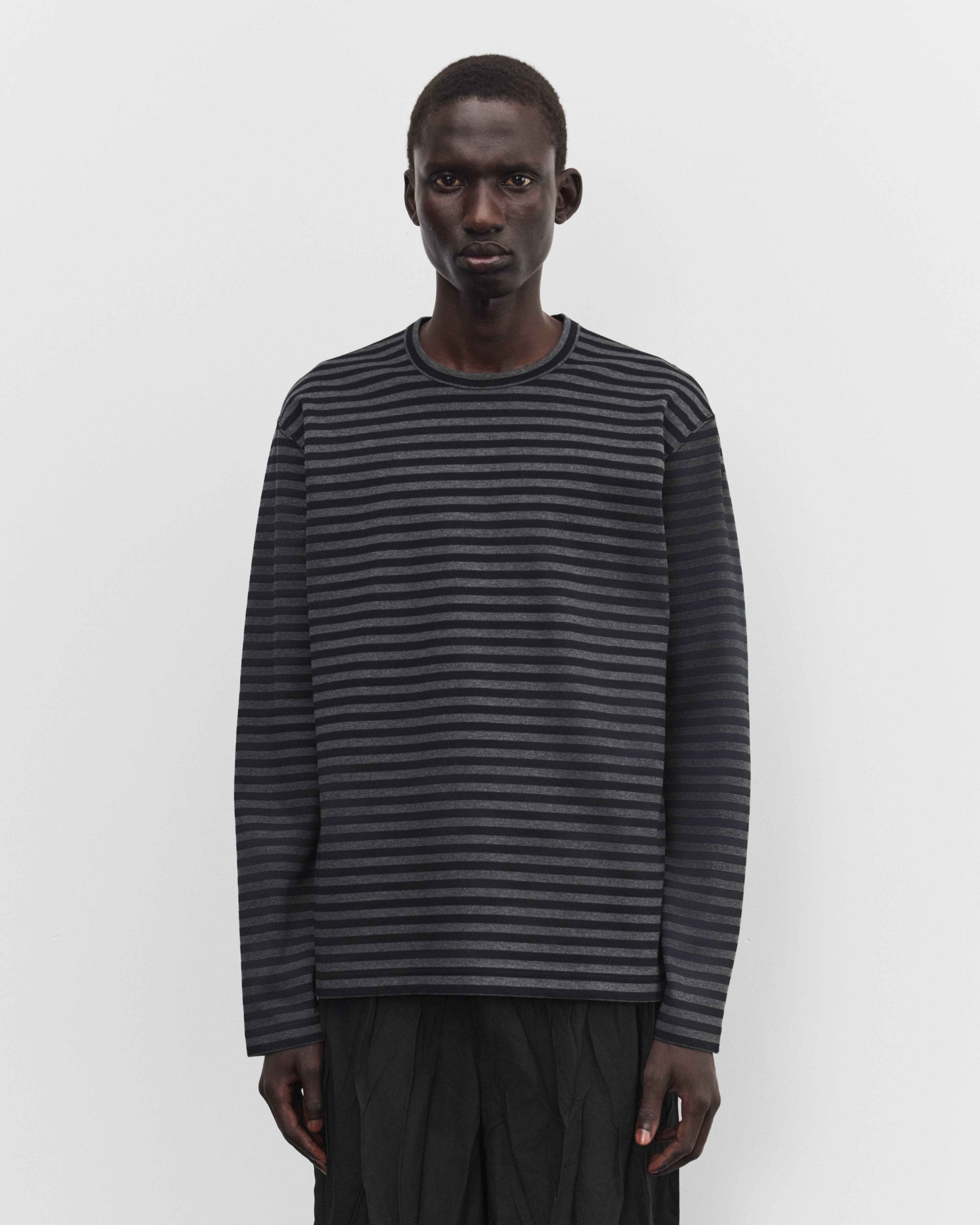 Junya Watanabe Man: Men's Longsleeve Striped T-Shirt (Black/Grey