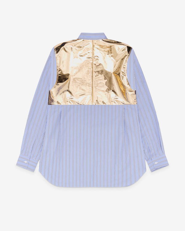 CDG Shirt - Men's Metallic Panel Stripe Shirt - (Blue/Gold)