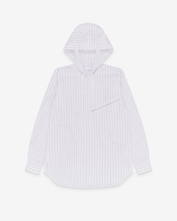CDG Shirt - Men's Hooded Stripe Shirt - (White Stripe)