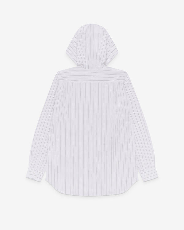 CDG Shirt - Men's Hooded Stripe Shirt - (White Stripe)