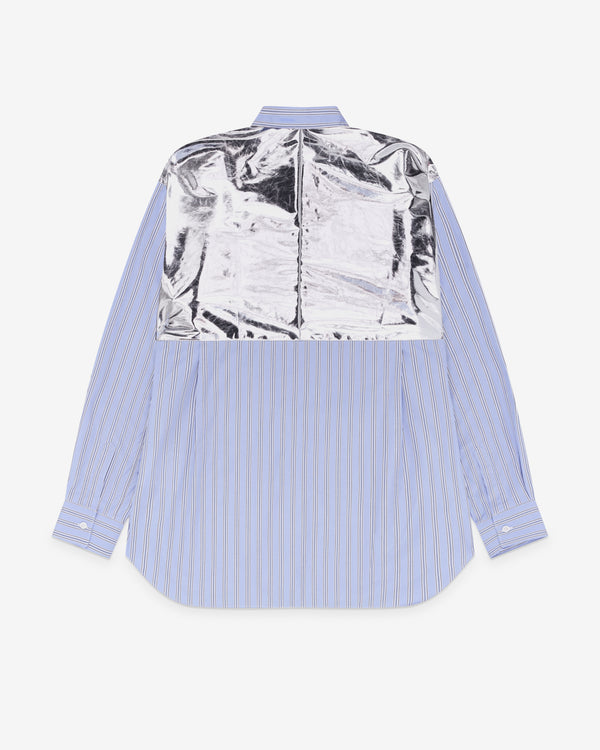 CDG Shirt - Men's Metallic Panel Stripe Shirt - (Blue/Silver)