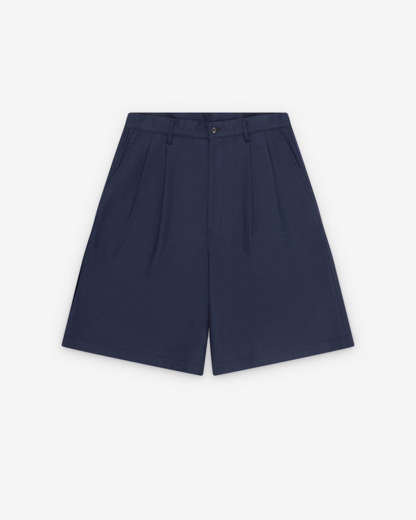 CDG Shirt - Men's Wool Pleated Shorts - (Navy)