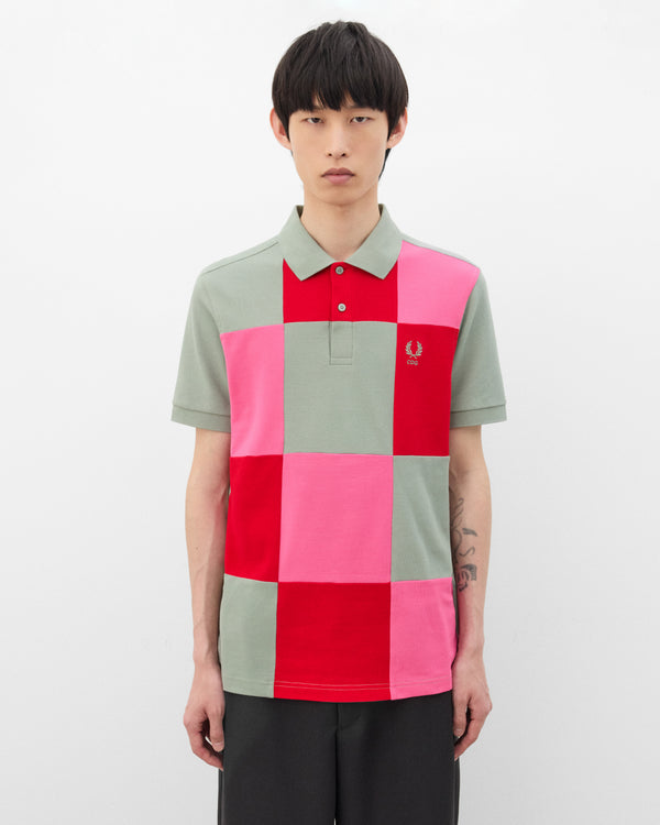 CDG Shirt - Men's Fred Perry Short Sleeve Polo - (Green/Pink/Red)