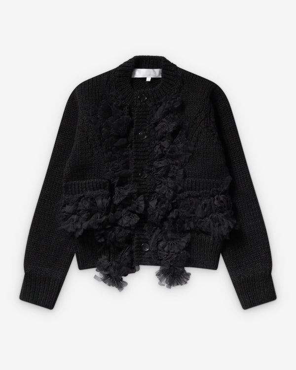 Tao - Women's Crochet Motif Cardigan - (Black)