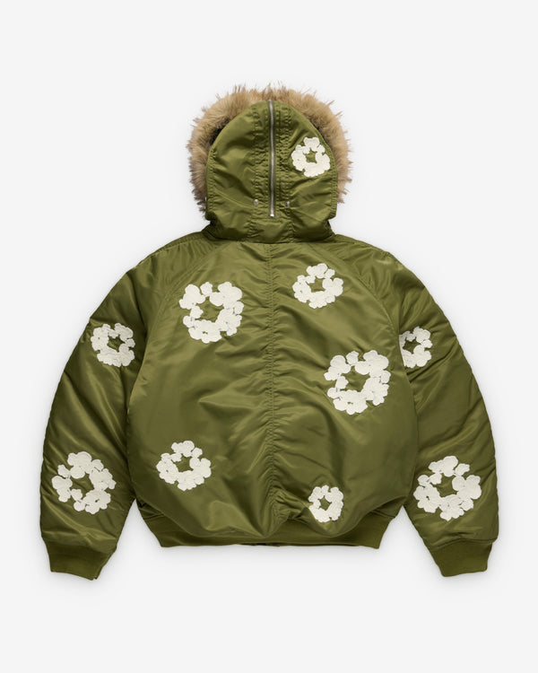 Denim Tears - Men's Chainstitch Wreath Bomber Jacket - (Military Green)