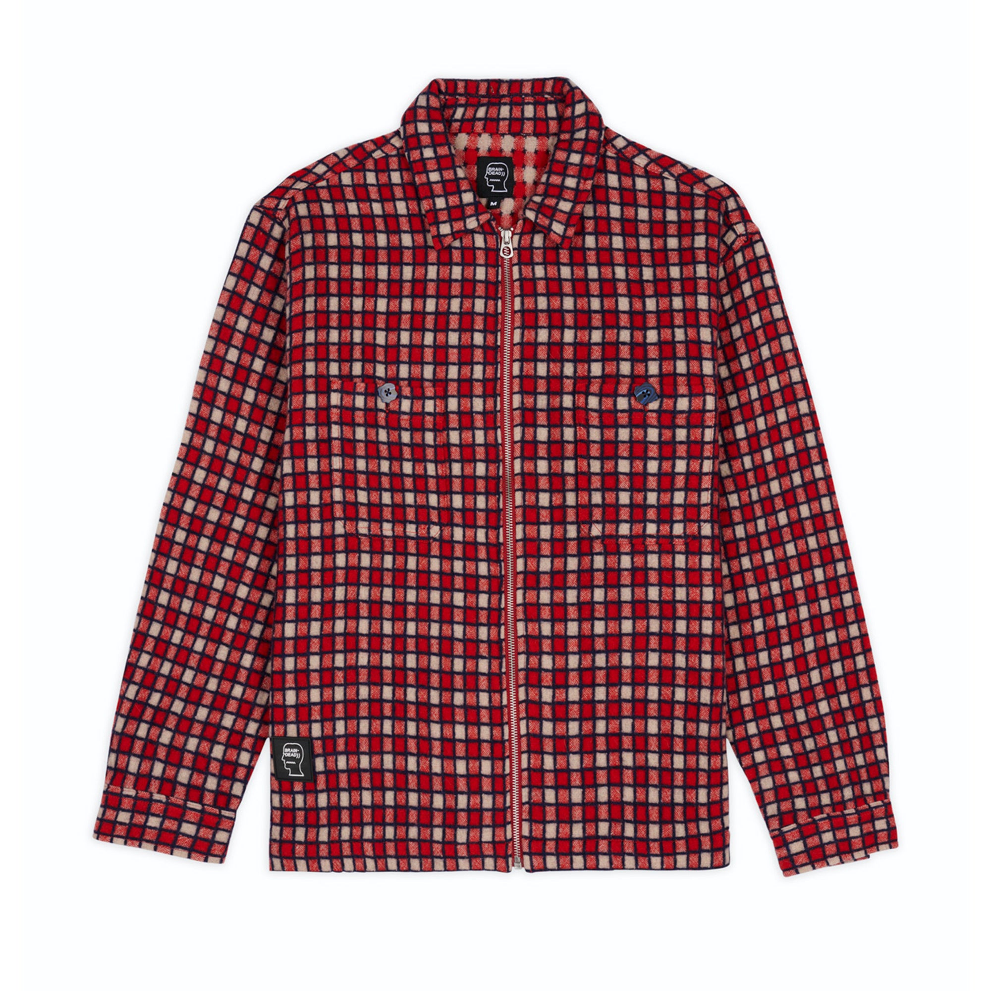 Brain Dead - Men's Check Mate Flannel Zip Shirt - (Red) view 1