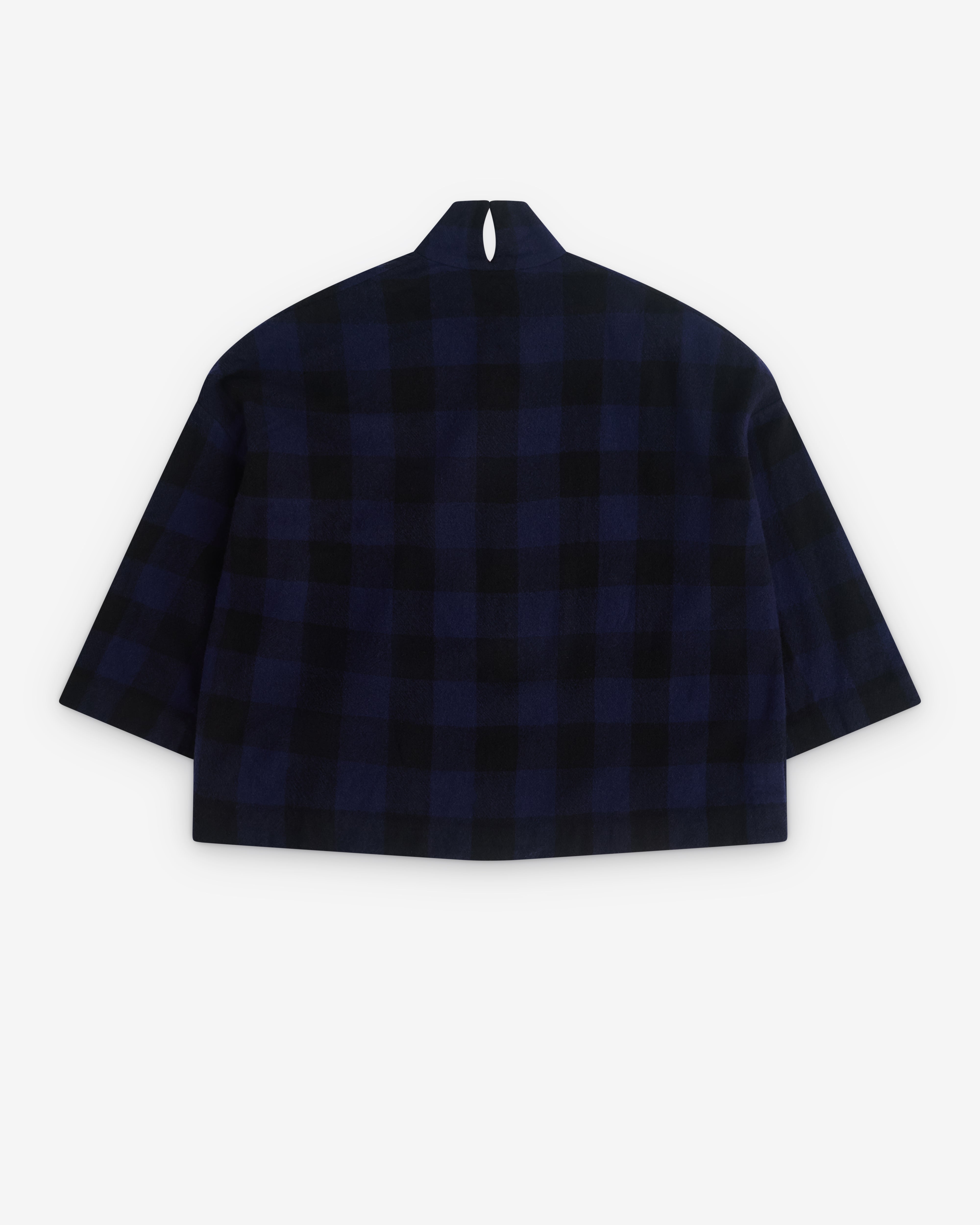 Daniela Gregis: Women's Cropped Check Jacket (Black/Navy) | DSML E