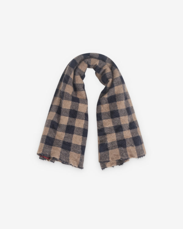 Daniela Gregis - Women’s Large Check Shawl - (Black/Tan)