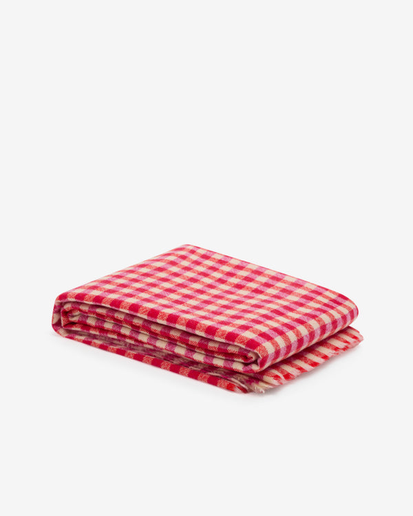 Daniela Gregis - Women's Cashmere Check Shawl - (Red/White)