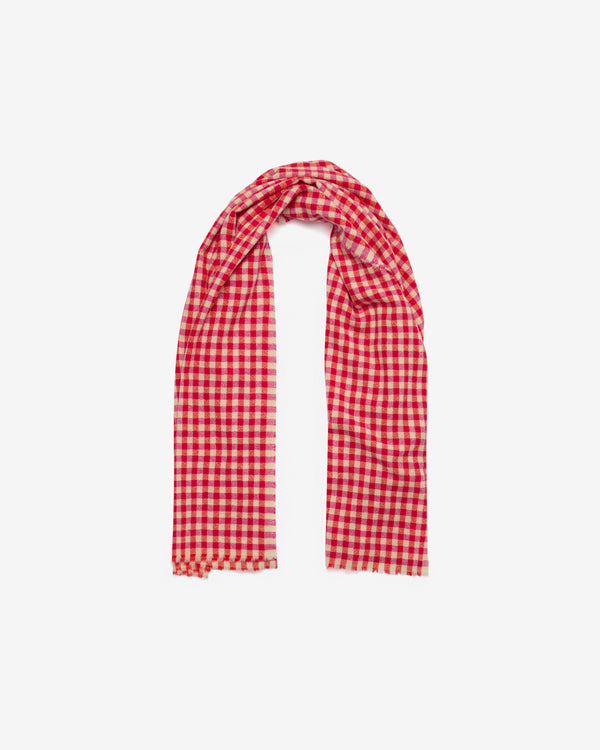 Daniela Gregis - Women's Cashmere Check Shawl - (Red/White)