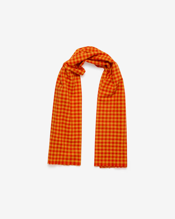 Daniela Gregis - Women's Cashmere Check Shawl - (Orange Check)