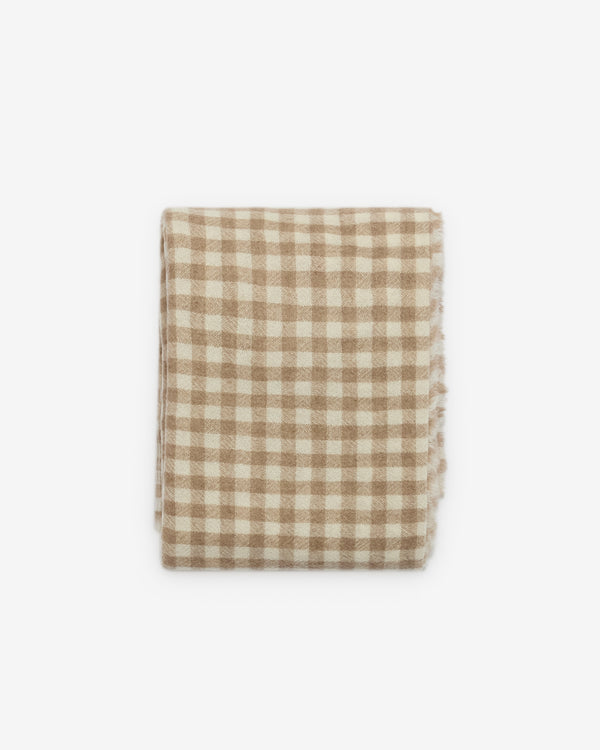 Daniela Gregis - Women's Cashmere Check Shawl - (Beige Check)